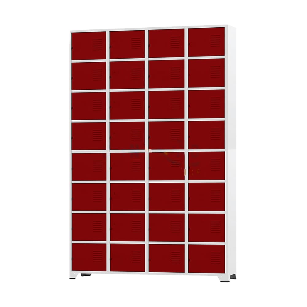 Armário Roupeiro De Aço Para Vestiário 32 Portas Locker Vermelho