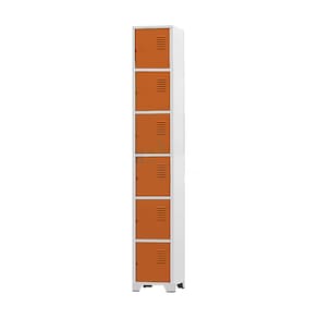 Armário Roupeiro De Aço 6 Portas Para Vestiário Academia Locker Laranja