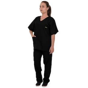 Pijama Cirúrgico Oxford Preto Não Amassa Seca Rápido Unissex Artipé