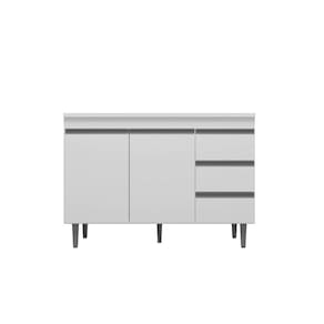 Balcão Gabinete de Pia Andréia 120cm Branco S/ Tampo - AJL Móveis