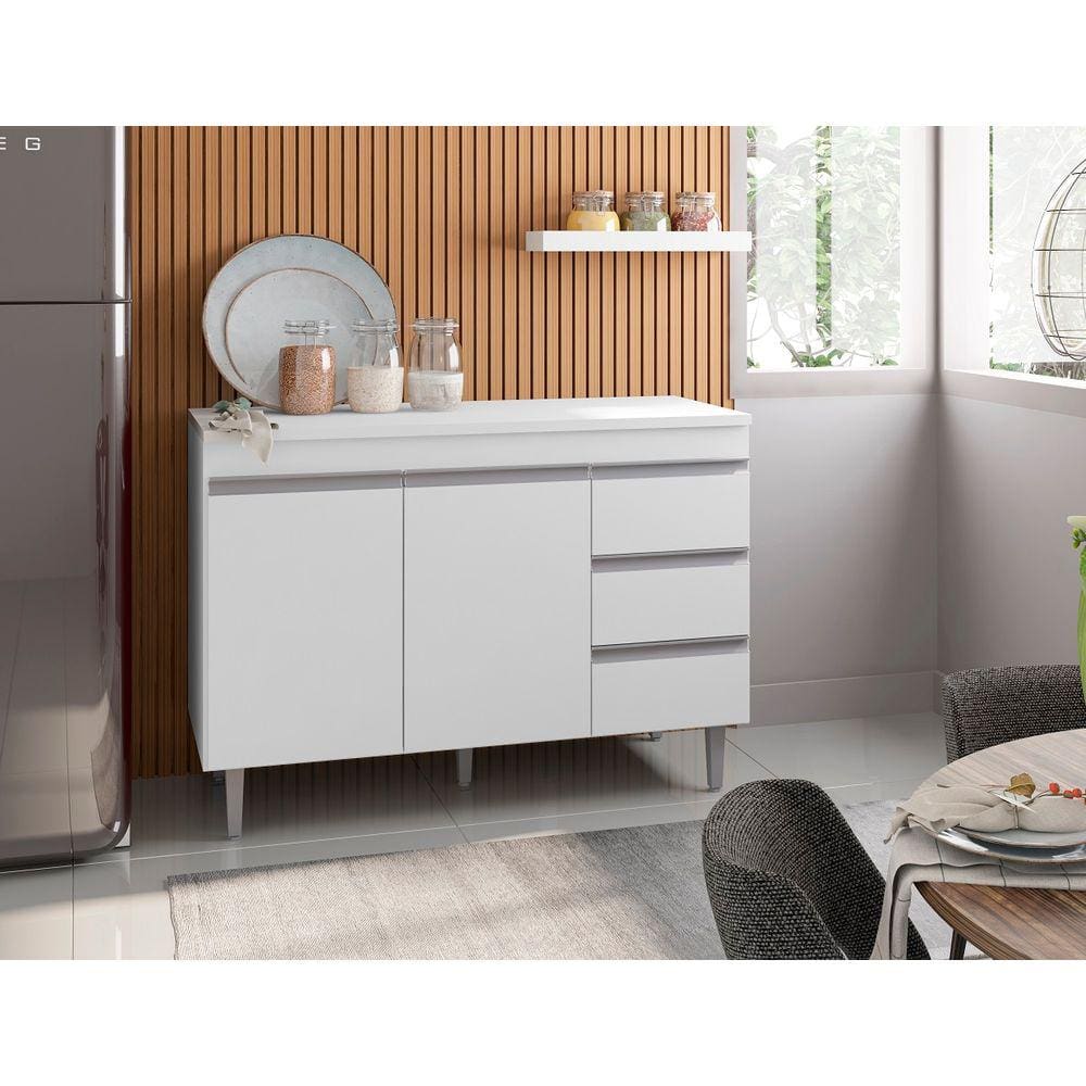 Balcão de Cozinha  Andréia 100cm Branco + Tampo - AJL Móveis