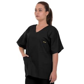 Blusa Pijama Cirúrgico Preto Oxford Não Amassa Seca Rápido Artipé