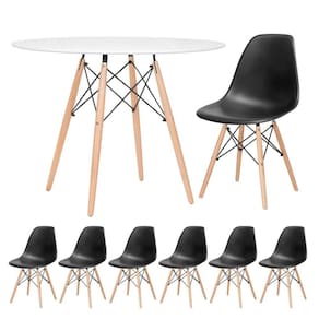 Mesa redonda Eames 100 cm + 6 cadeiras Eiffel DSW