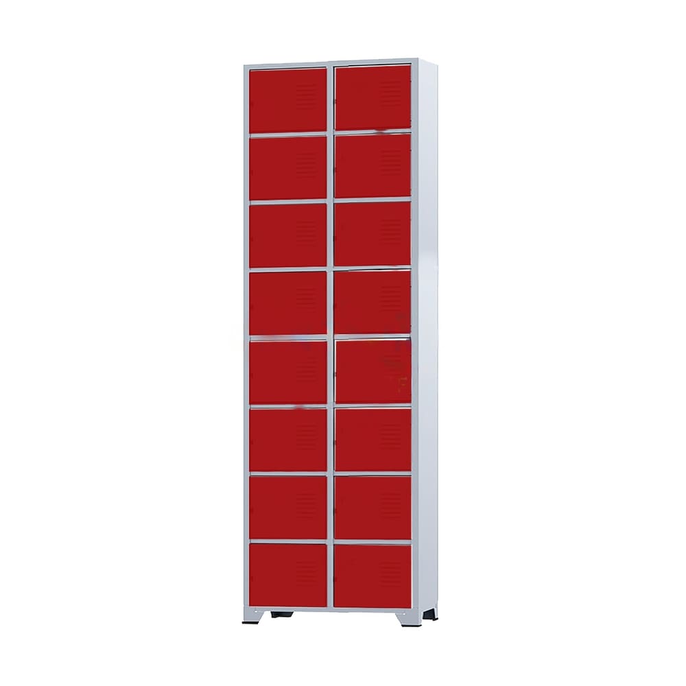Armário Roupeiro De Aço 16 Portas Para Vestiário Academia Locker Vermelho