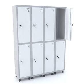 Roupeiro De Aço 4M 08 Portas Fechadura Pandin - Cinza/Branco