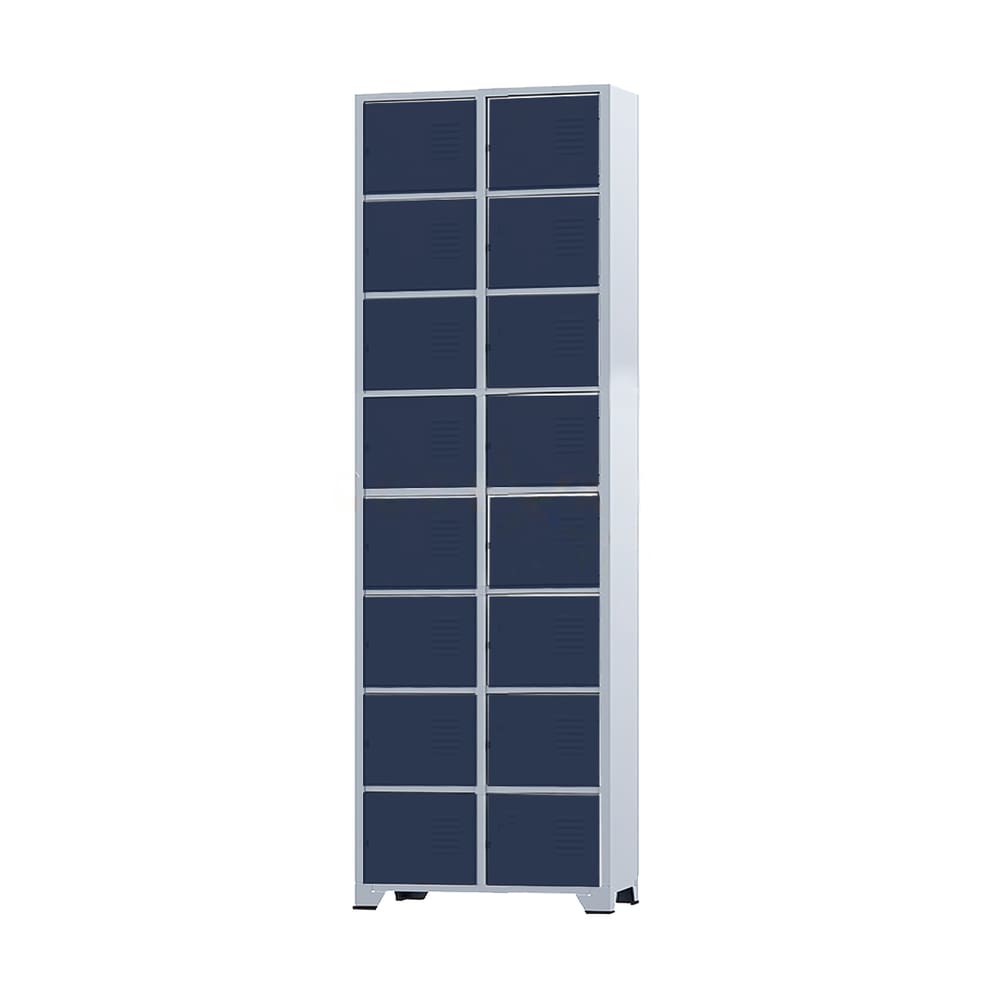 Armário Roupeiro De Aço 16 Portas Para Vestiário Academia Locker Azul Marinho