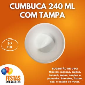 Pote Cumbuca Delivery Isopor 240 ml Copobras Com 200 Unidades Com Tampa Plástica