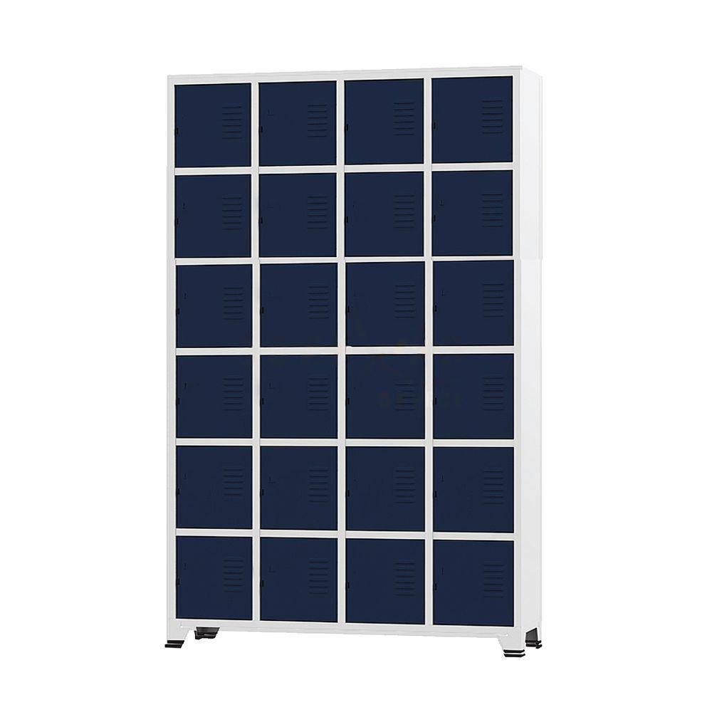 Armário Roupeiro De Aço 24 Portas Para Vestiário Academia Locker Azul Marinho
