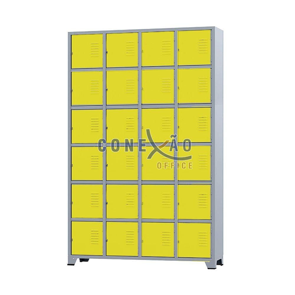Armário Roupeiro De Aço 24 Portas Para Vestiário Academia Locker Amarelo