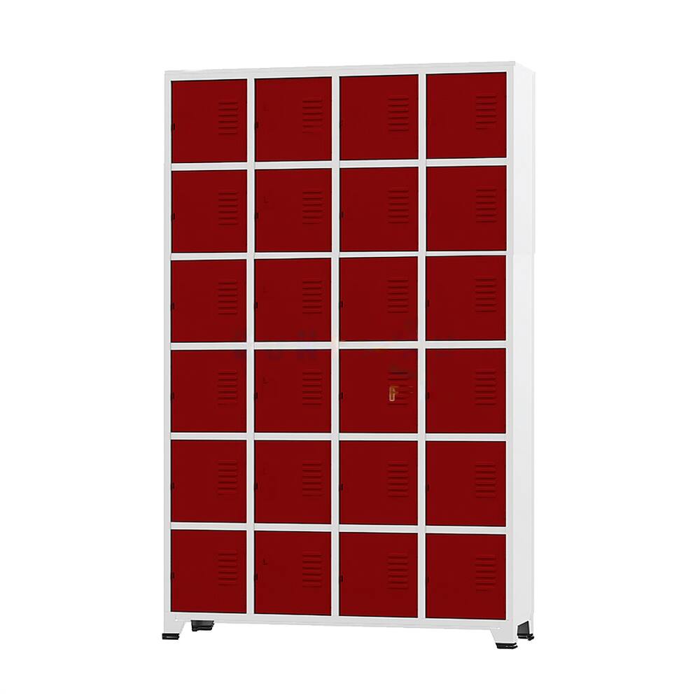 Armário Roupeiro De Aço 24 Portas Para Vestiário Academia Locker Vermelho