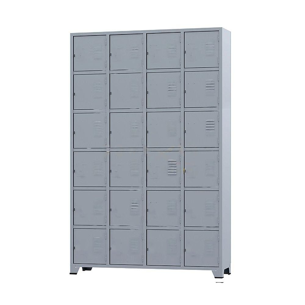 Armário Roupeiro De Aço 24 Portas Para Vestiário Academia Locker Cinza