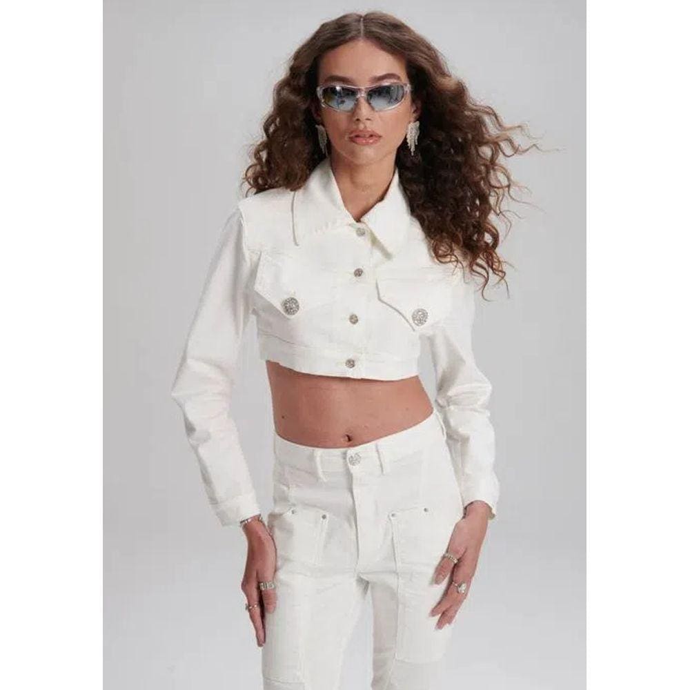 Jaqueta Sarja Cropped Feminina Myft