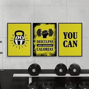 Kit 3 Quadros Crossfit You Can 33X24Cm Preta