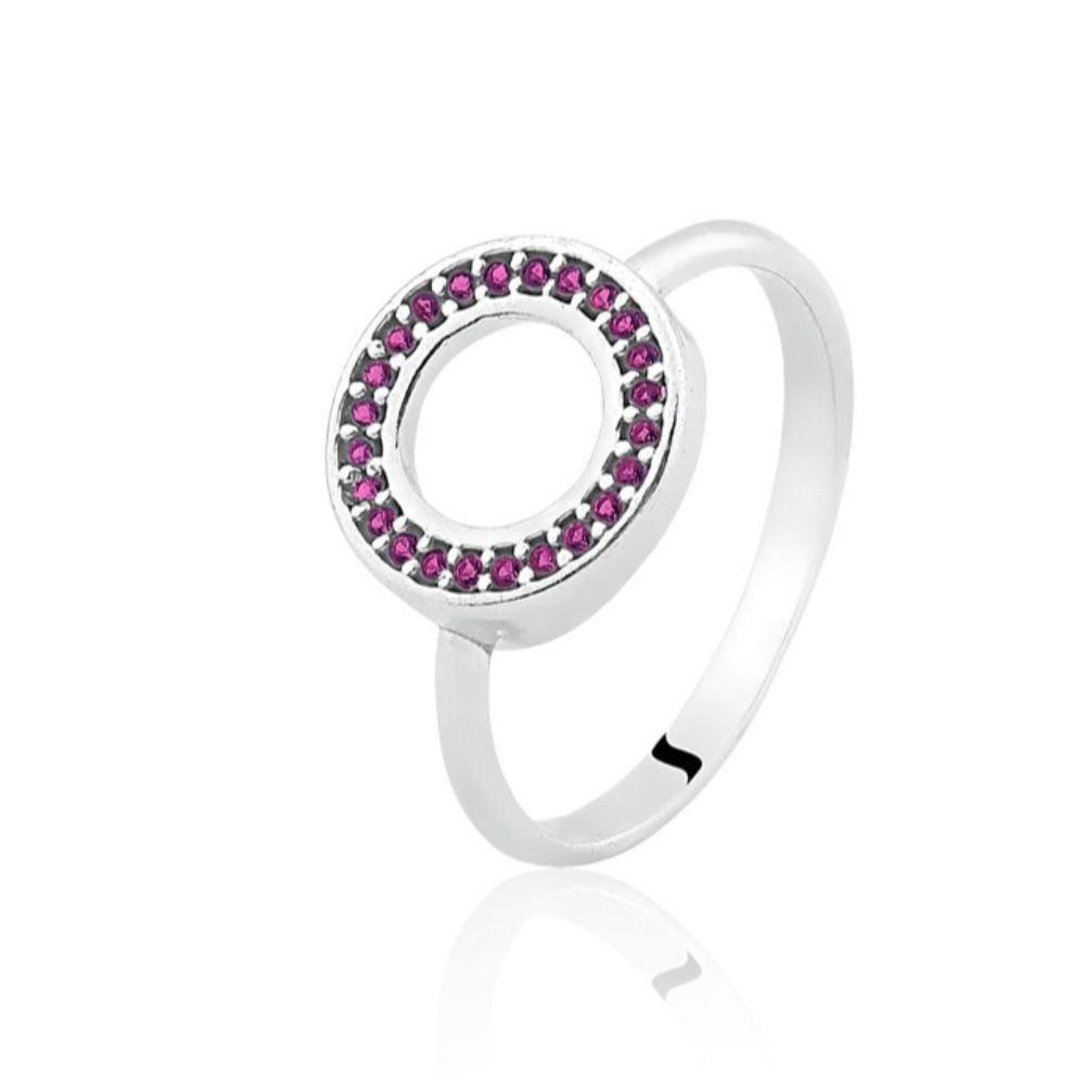 Anel de Prata Zircônia Redondo Life Rosa