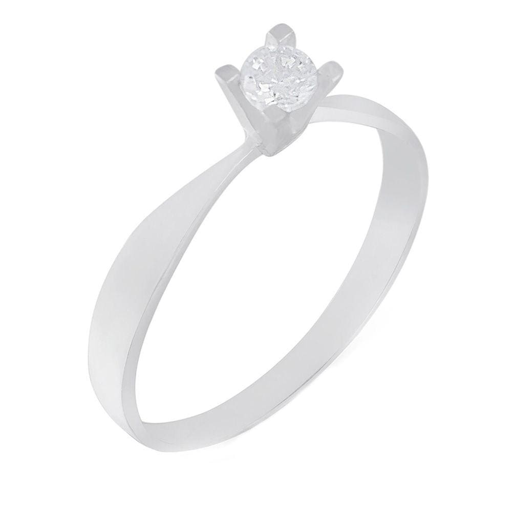 Anel Solitário de Prata Shine