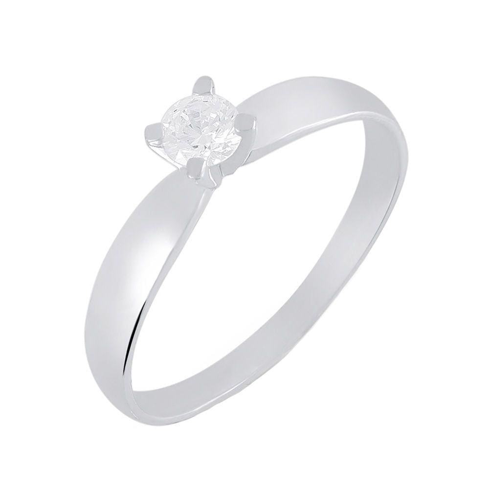 Anel Solitário de Prata Radiante