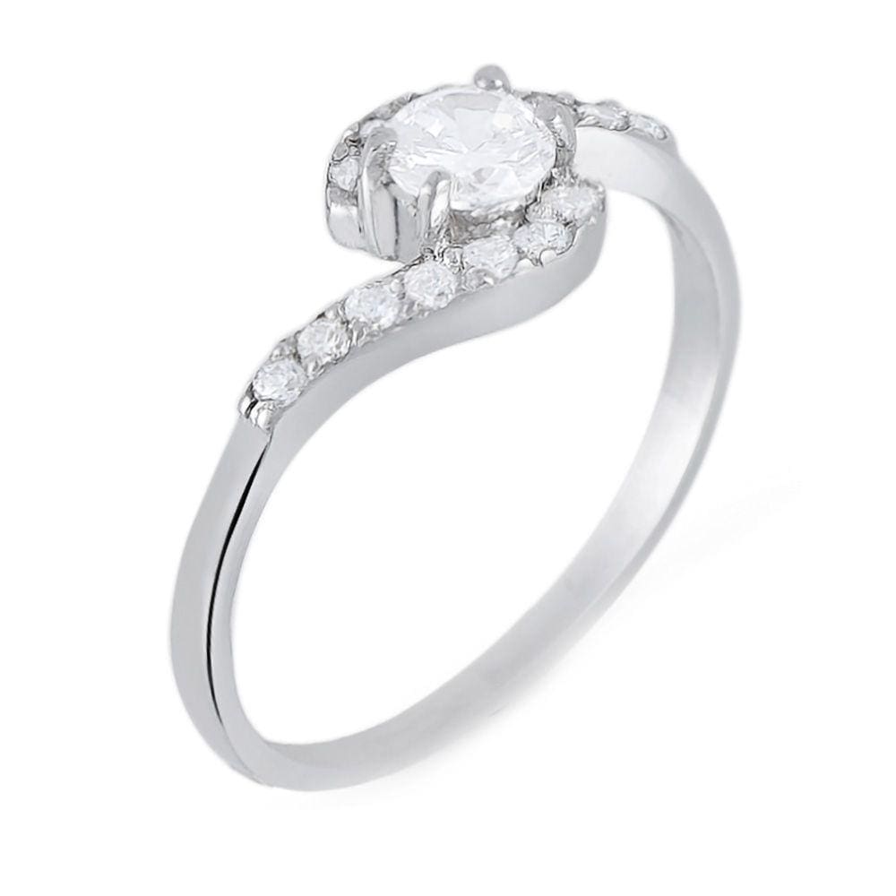 Anel Solitário de Prata Eternity