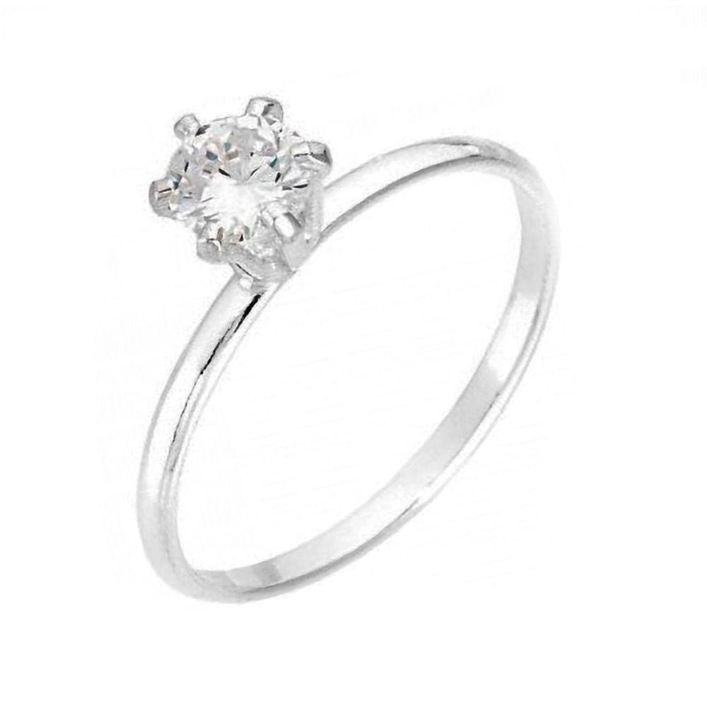 Anel Solitário de Prata Garra Alta