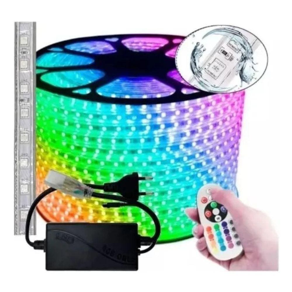 Mangueira Fita Led Chata 5050 50m Alto Brilho 2 Conectores