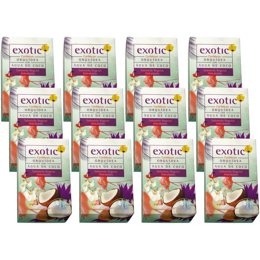12 Sabonetes Vegetal Hidratante Caribbean Exotic 170g Davene