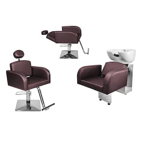 Kit Salão Destak 1 Cad Fixa + 1 Recl Base Quadrada + Lavatório Vinho Facto