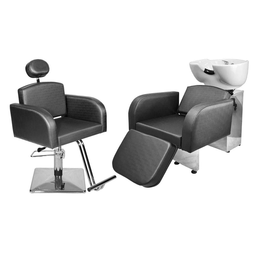 Kit Salão Destak Cadeira Recl Base Quadrada + Lavatório C/Ap Preto Facto