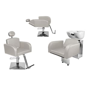 Kit Salão Destak 1 Cad Fixa + 1 Recl Base Quadrada + Lavatório Branco Fact