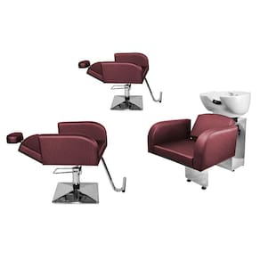 Kit Salão Destak 2 Cadeiras Recl Base Quadrada + Lavatório Bordô Facto