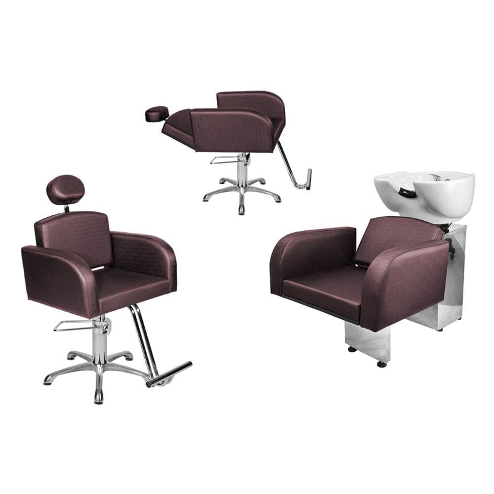 Kit Salão Destak 1 Cad Fixa + 1 Recl Base Estrela + Lavatório Vinho Facto