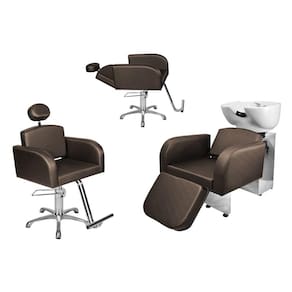 Kit Salão Destak 1 Fixa + 1 Recl Base Estrela + Lavatório C/Ap Marrom