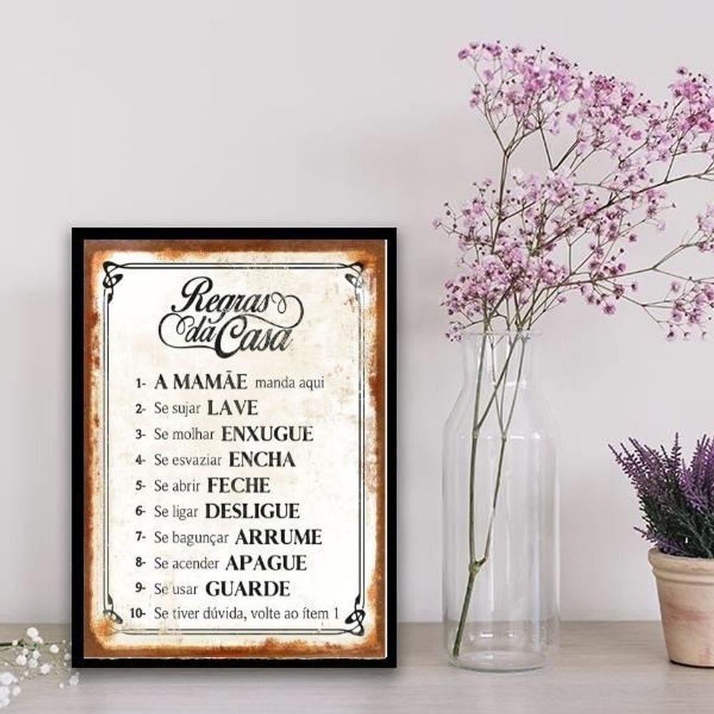 Quadro Regras Da Casa 24X18Cm Branca