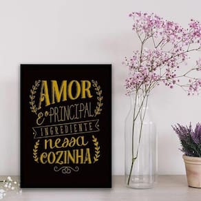 Quadro O Amor É O Principal Ingrediente 24X18Cm Branca