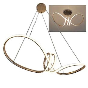 Lustre Luminaria Arco Infinito Aneis Pendente 3 em 1 LED Ambiente Decorativo Moderno Luxo Recepçao Sala Quarto Ambiente Residencial Comercial Elegante