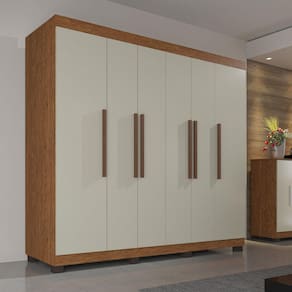 Guarda-Roupa Casal 100% MDF com 06 Portas e 04 Gavetas Londres Prime Cinamomo/Off White Imop