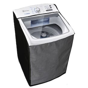 Capa Para Maquina de Lavar Electrolux Led 13 14kg Abertura em Ziper com Painel Transparente Preto