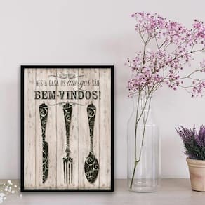 Quadro Cozinha Amigos São Bem Vindos 33X24Cm Branca