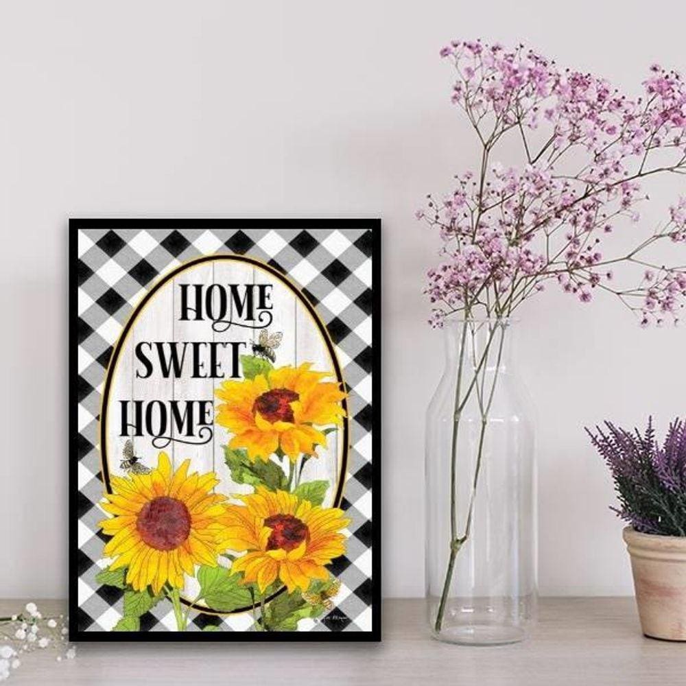 Quadro Home Sweet Home Girassóis 33X24Cm Branca