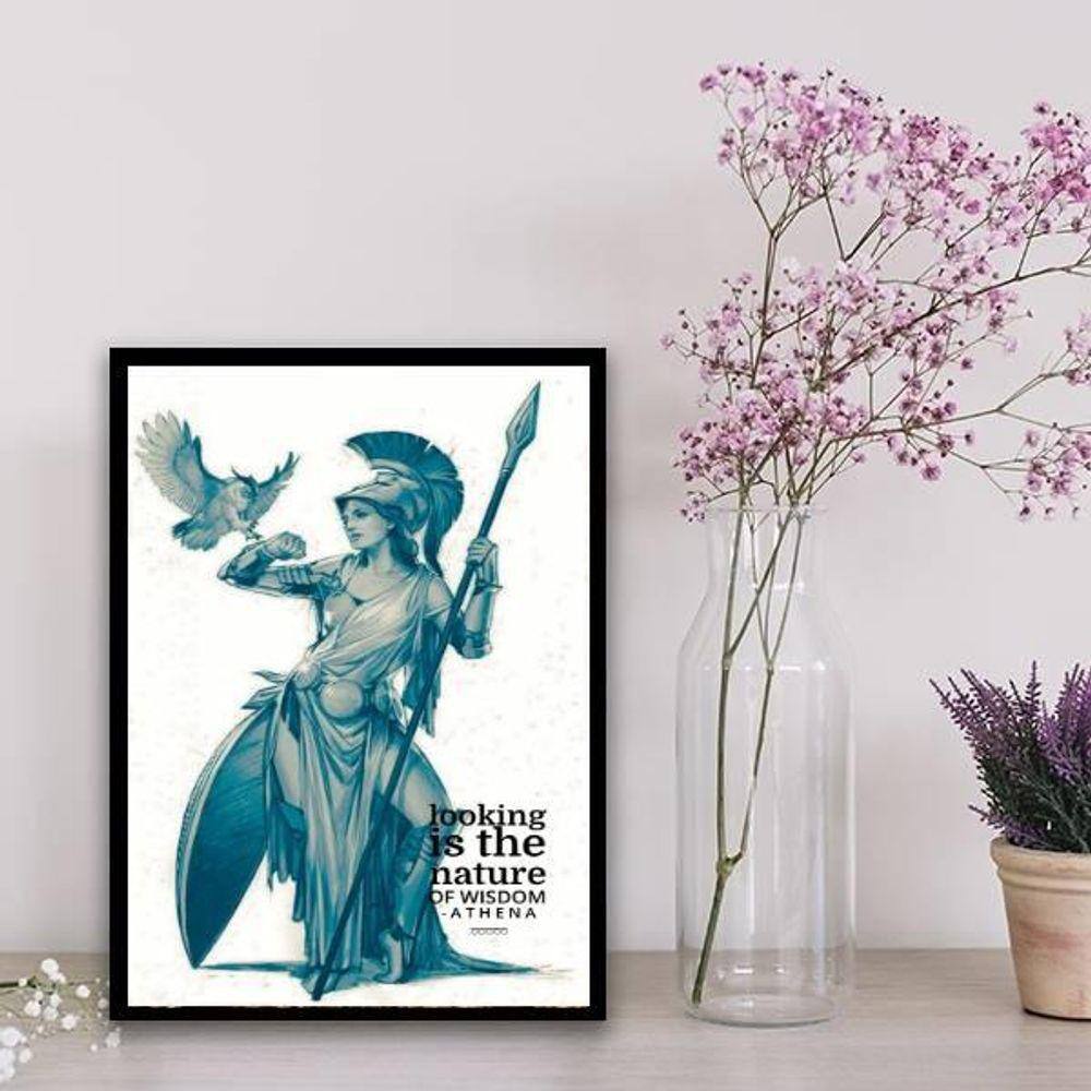 Quadro Deusa Grega Athena 45X34Cm Branca