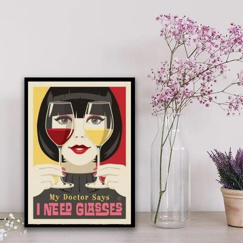 Quadro Decorativo Vinho Glasses 33X24Cm