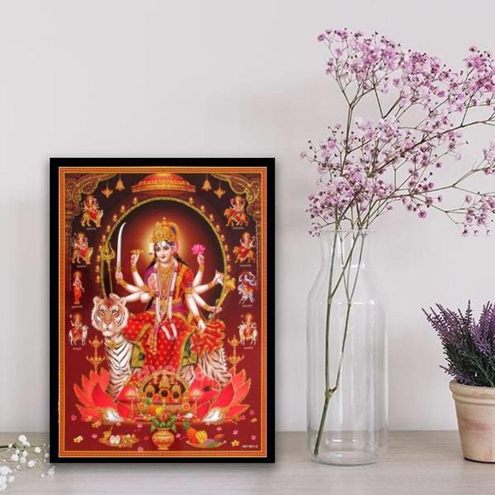 Quadro Deusa Hindu Durga 45X34Cm Branca
