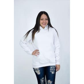 Blusa Moletom Canguru Branco Feminino Liso DBL