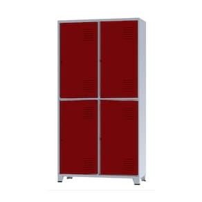 Roupeiro De Aço Insalubre 4 Portas Vestiário Nr 18/24 Locker Vermelho