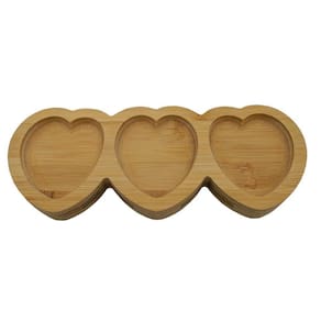 Kit 3 Petisqueiras Corações Bambu 25Cm Class Home