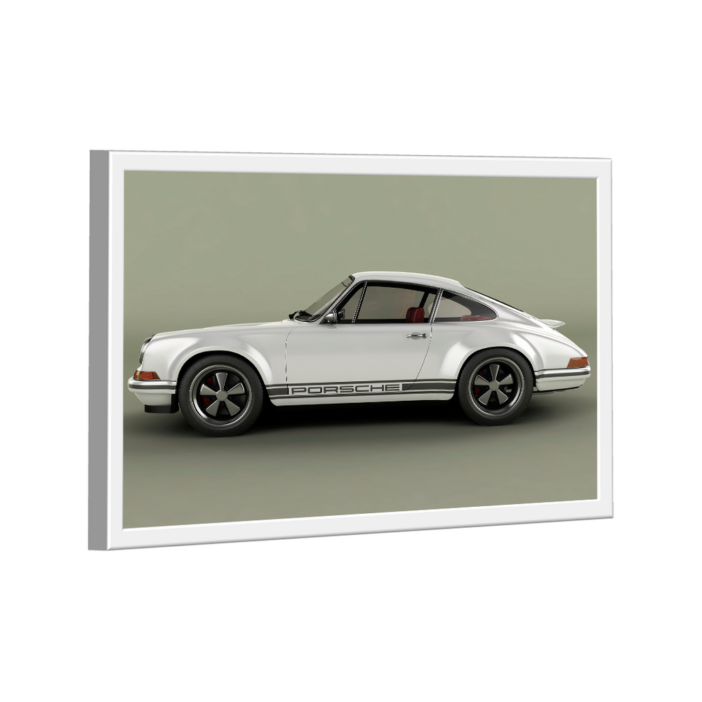 Quadro Porsche 911 Branco Metálico Lado -- BR ARTES