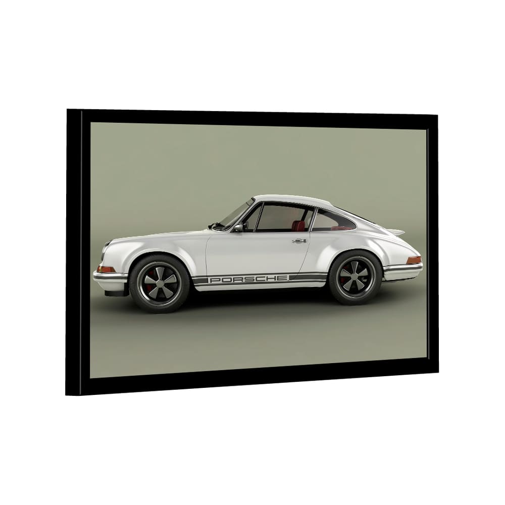 Quadro Porsche 911 Branco Metálico Lado -- BR ARTES