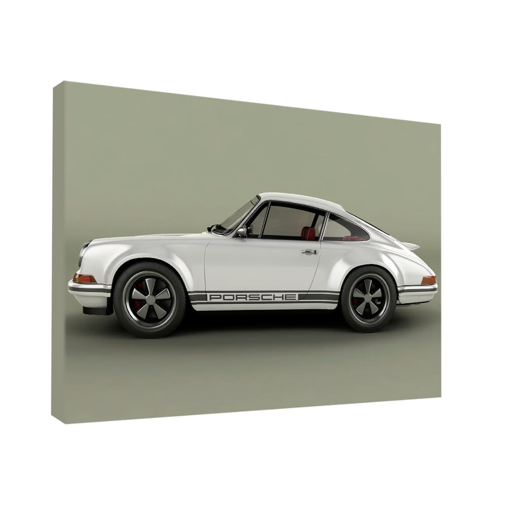 Quadro Porsche 911 Branco Metálico Lado -- BR ARTES