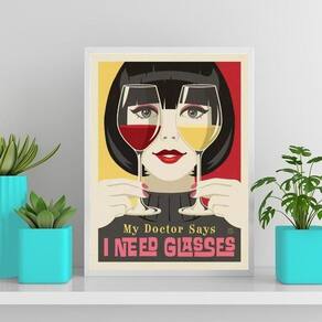 Quadro Decorativo Vinho Glasses 45X34Cm - Com Vidro