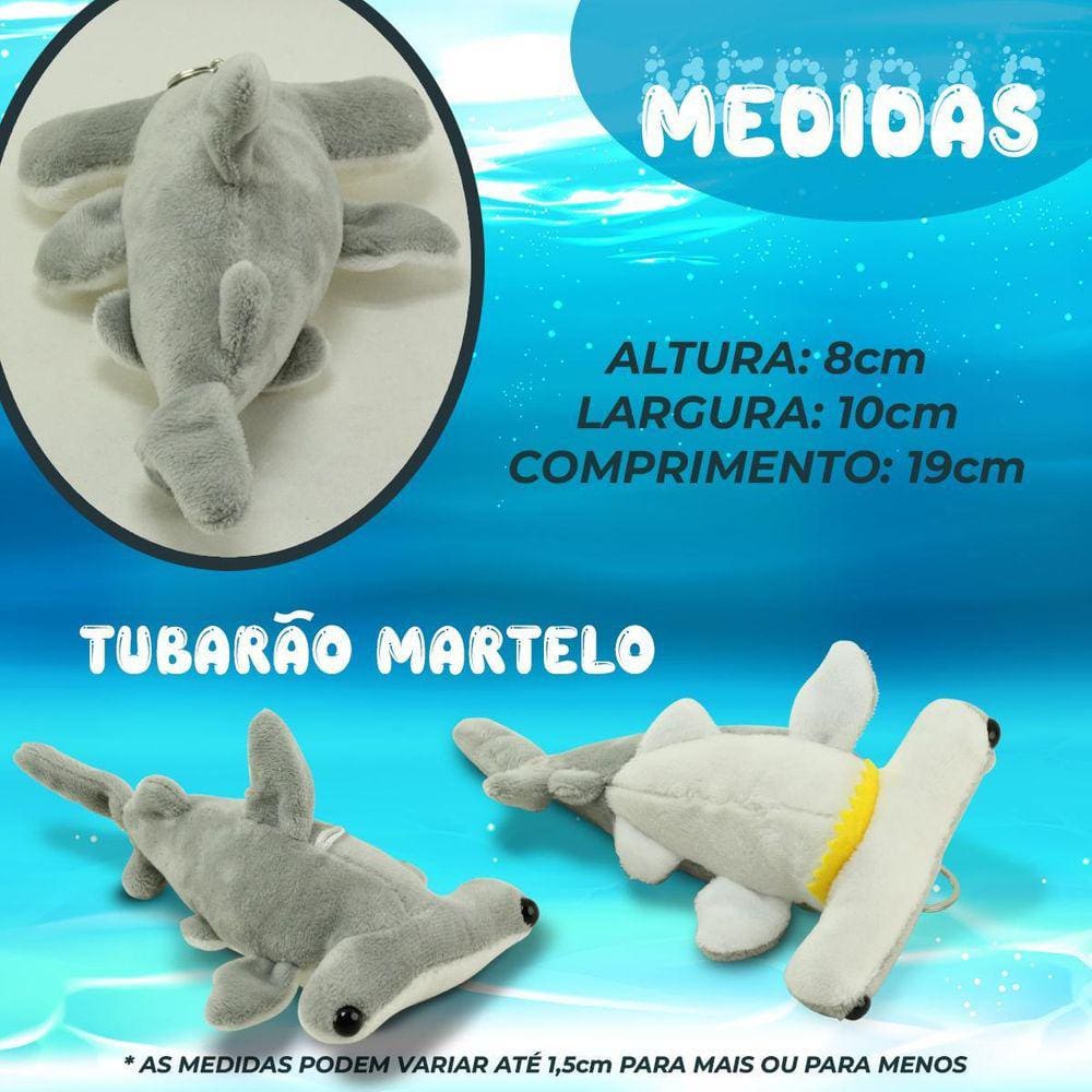 Kit 3 Chaveiros Pelúcia Plush Bichos Do Mar Presente