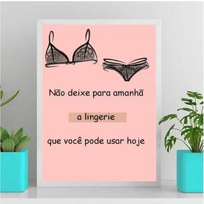 Quadro Decorativo Frase Lingerie 33X24Cm - Com Vidro
