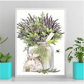 Quadro Decorativo Lavanda Provençal 33X24Cm Com Vidro Preto